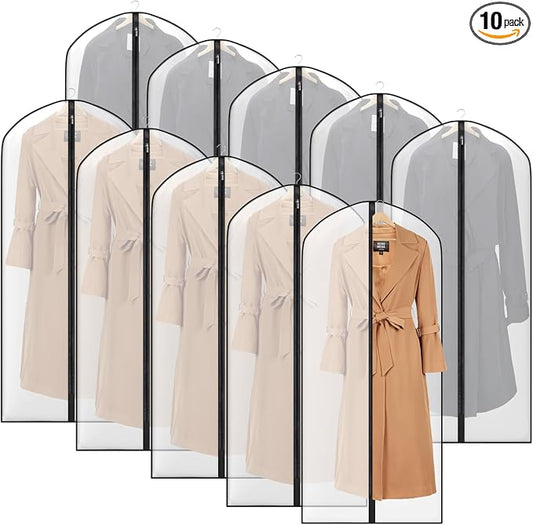 Zilink 54" Coat Bags for Storage Dust Proof Hanging Garment Bag for Closet Dress Cover for Closet Storage with Full Zipper for Fur Coat Leather Jacket Dress Closet Storage, Set of 10 by Zilink