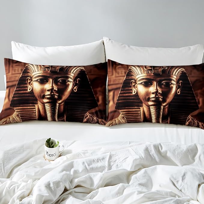 Erosebridal Pharaoh Bedding Sets, Twin Size 3D Ancient Egypt Tribe Decor Comforter Cover Set for Adult Women Boys Bedroom Home Decor, Egyptian Pyramids Exotic Style Duvet Cover, No Filling Inside - Image 6
