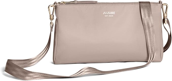 JuJuBe New 3-Piece Pouch Set, Diaper Bag Organizing Pouches, Convertible to Small Purse with Crossbody Strap, Zipper Cosmetic Pouch, Large, Medium, and Small, Taupe, Mothers Day Gift - Image 5