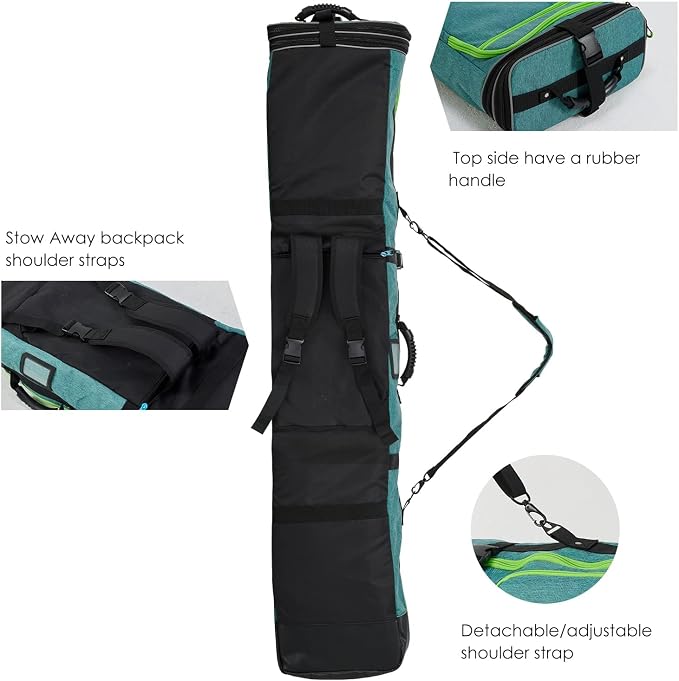 XCMAN Padded Snowboard Bag Expandable Snowboard Bag for Air Travel Adjustable Ski Bag Length 63-75In - Image 2