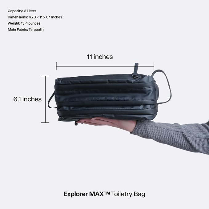 Gravel Hanging Toiletry Bag for Men and Women - Comes in 3 Sizes, Water-Resistant, Durable, Compact, Dopp Kit Travel Toiletry bag (Black, Max) - Image 4