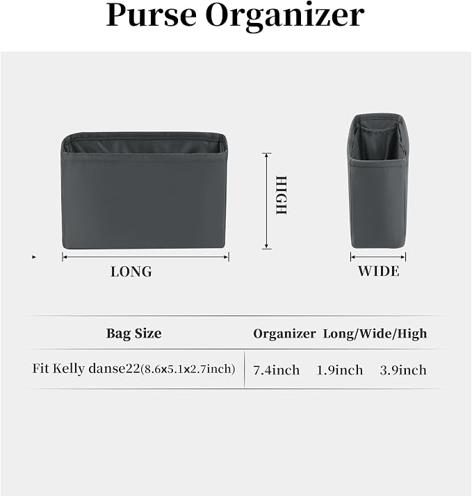Women's Purse Organizer Insert - Satin & Lightweight Fabric with Inside Pockets, Portable for Commute, Travel, Shopping, and Evening, Multicolor Options, Fits for Kelly Danse(Grismeyer,Danse 22) - Image 5