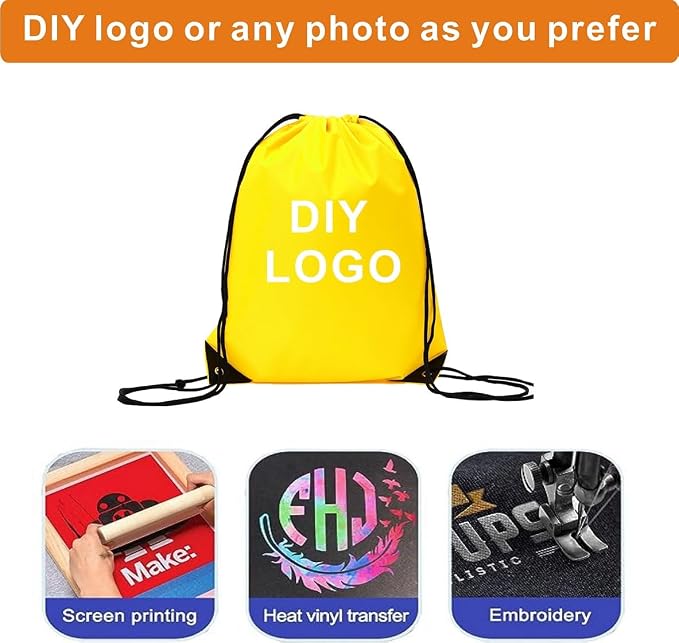 Drawstring Backpack Bulk 50 Packs Draw String Backpack Bags DIY Gym Sports Traveling Trip ride Pedestrianism Yoga Cinch Bag Sackpack Drawstring (yellow) - Image 6