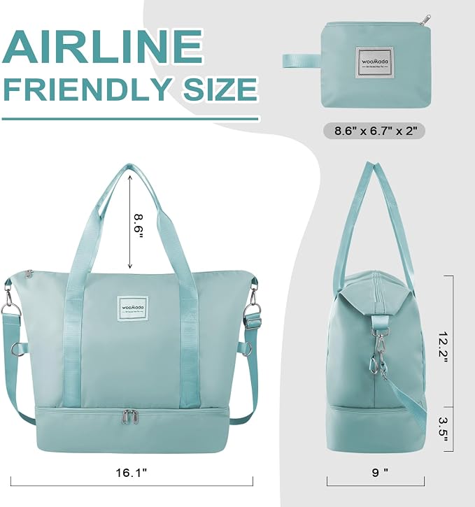WOOMADA Weekender Bag for Women, Travel Duffel Bags with Shoe Compartment & Wet Pocket, Personal Item Bag for Airlines - Image 2