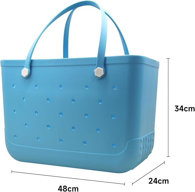 X-Large Waterproof Sandproof Rubber Beach Tote Bag with Zipper Pocket and Phone Kickstand Cup - Image 3