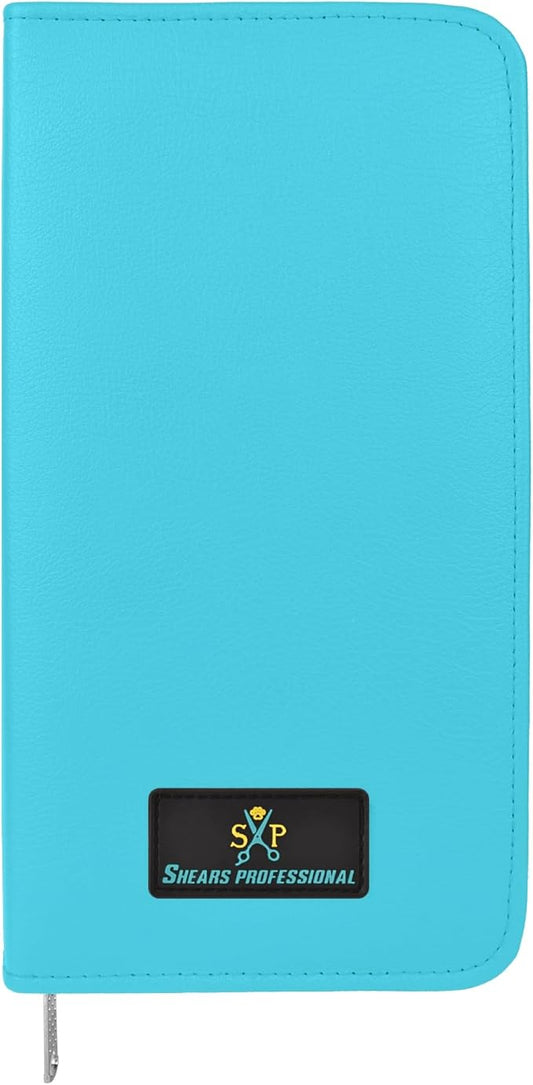 Leather 5 Scissor & Shear Storage Case for Hairstylist - Hairdresser -Scissor Holder Perfect for home-saloon use (TURQUOISE) by ShearsProfessional