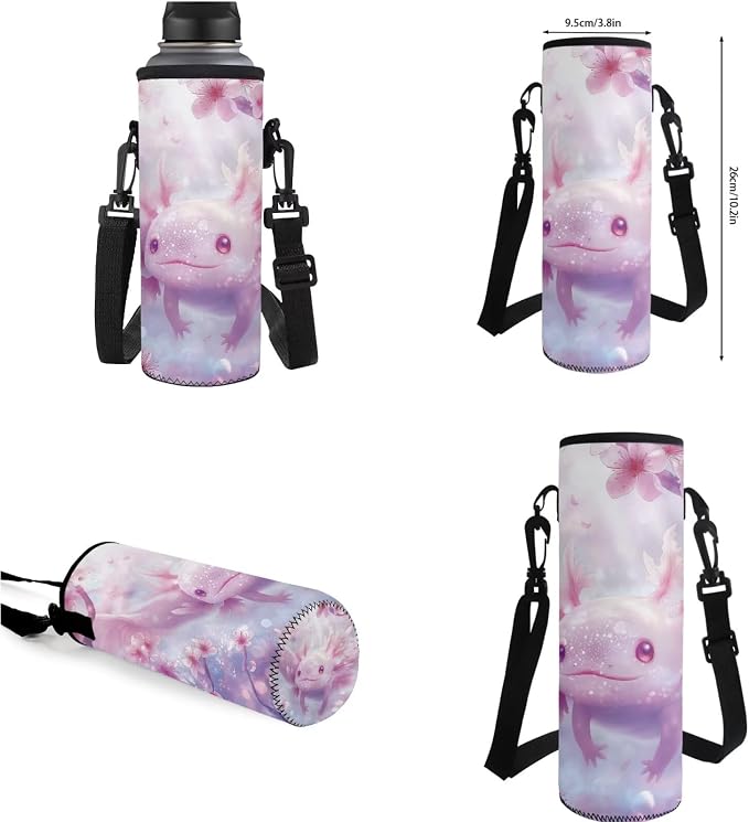 Cherry Blossom Axolotl Backpack for Girls Kids Backpack with Lunch Box Water Bottle Carrier and Aesthetic Pencil Case 4PCS Set Cute Bookbag with Compartments for School 17" Large School Bag - Image 7