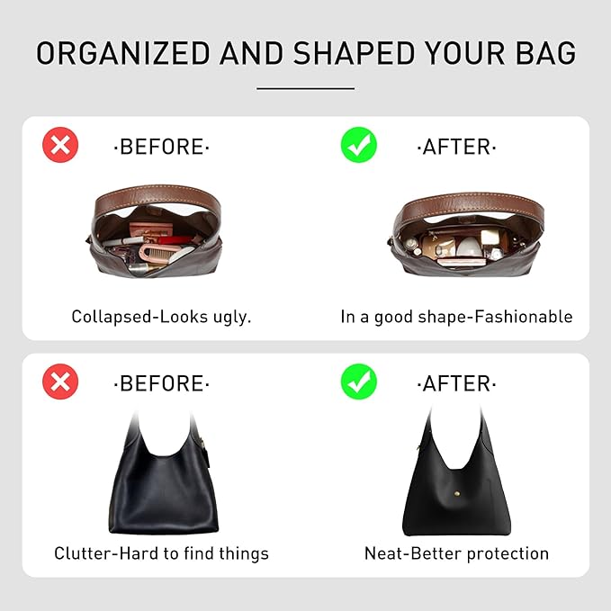 Dupont Paper Purse Organizer Insert, Coach Brooklyn 39 Bag Insert, Lightweight Water-Resistant Tote Bag Organizer Inner Shaper with 9 Pockets, Cup Holder & YKK Zipper - Image 4