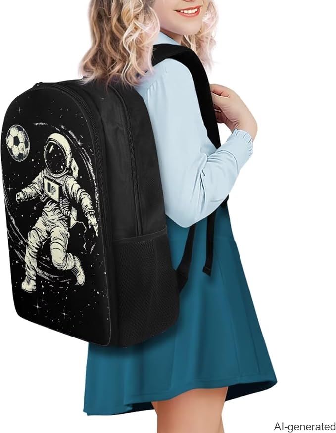 Space Astronaut Backpack for Kids Boys Backpack with Lunch Box Water Bottle Holder and Black Pencil Case 4PCS Set Bookbag with Compartments 17 inch Sturdy School Bag with Side Pocket for Girls - Image 2