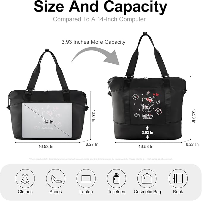 AmBealla Large Waterproof Travel Bag Weekender Carry On Tote,Lightweight Polyester Luggage Sleeve Overnight for Women Girls,Fits on Suitcase Work&Gym Sports - Image 2