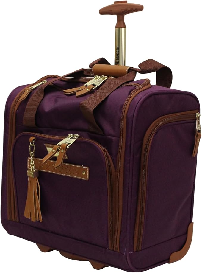Steve Madden Designer 15 Inch Carry on Suitcase- Small Weekender Overnight Business Travel Luggage- Lightweight 2- Rolling Spinner Wheels Under Seat Bag for Women (Purple) - Image 2