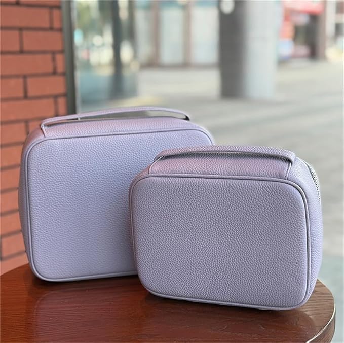 Luxury Genuine Cowhide Leather Cosmetic Organizer Bag – Large Capacity Makeup & Toiletry Travel Case with Compartment, Brush Holder for Women and Men - Image 5