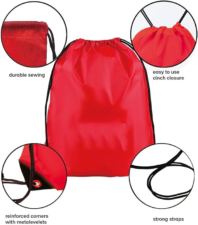 Drawstring Backpack Bulk 40Pcs Draw String Backpack Bags DIY Gym Sports Traveling Yoga Cinch Bag Sackpack Drawstring(red) - Image 3
