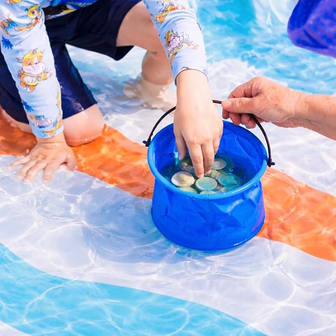 SUNSPOT 5ft Kids Beach Pool – Portable In-Ground Sand Liner with 8 Anchors, Fun Filling Bucket & Travel Carry Bag. The Ultimate Pop-Up Wading Splash Pool for Toddlers and Infants (Funky Waves) - Image 7