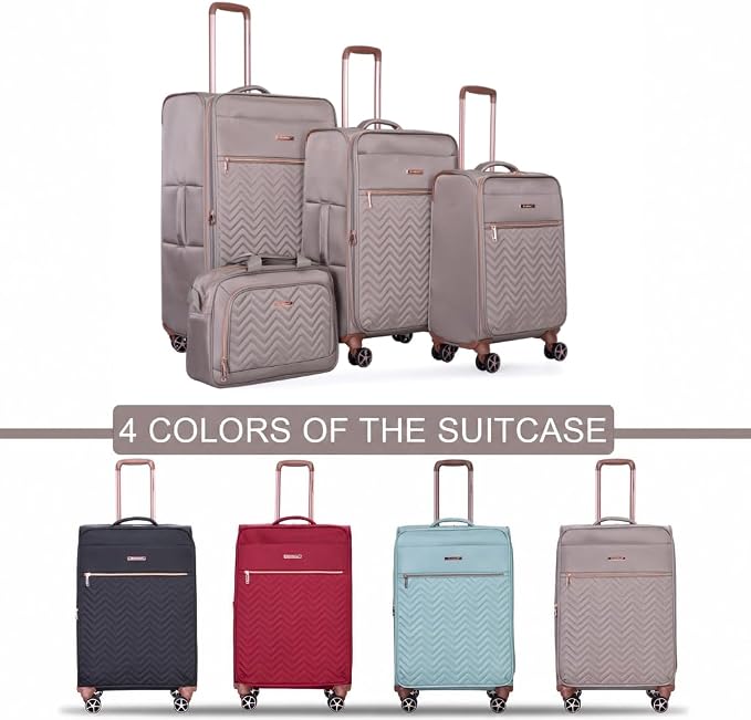 Travelhouse 4-Piece Softside Luggage Set with Spinner Wheels | Lightweight expandable suitcases: 16" underseat duffel bag + 20" carry-on + 24" + 28" checked - Image 7