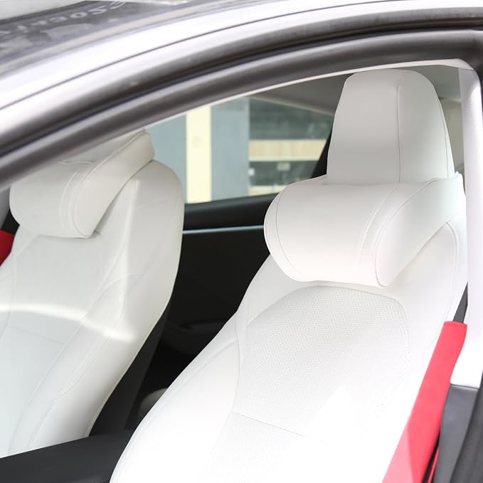 TOPABYTE Car Headrest Pillow Neck Support Cushion for Tesla White, 2 Packs | Ergonomic Design Memory Foam Car Neck Pillow for Model 3 Model Y Model S Model X Cybertruck and Most Cars & Office Chairs - Image 8