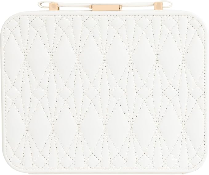 White Jewelry Box, Large Travel Jewelry Case Organizer, 2 Layer Jewelry Holder Organizer, Traveling Jewelry Organizer for Women, Watch Case for Women, White by V-LafuyJewelryBox