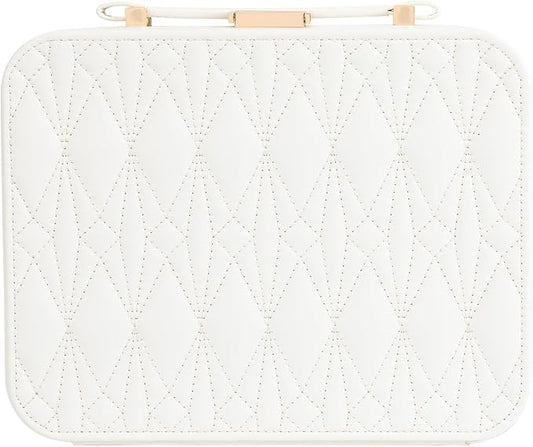 White Jewelry Box, Large Travel Jewelry Case Organizer, 2 Layer Jewelry Holder Organizer, Traveling Jewelry Organizer for Women, Watch Case for Women, White by V-LafuyJewelryBox