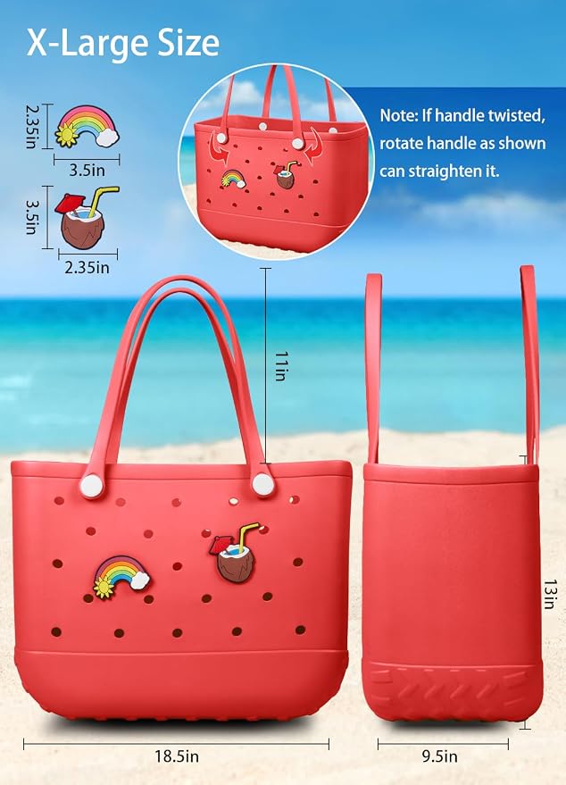 Baonat Beach Bag Rubber Tote Bag - Waterproof Travel Bag for Women Washable Tote Bag Handbag for Sports Beach Market Pool - Image 3
