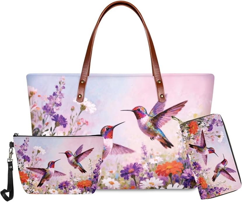 GIFTPUZZ Women Tote Bag Women Wallet Portable Cosmetic Bag for Women Bag Set 3 Pack PU Leather Bags with Zipper - Image 3