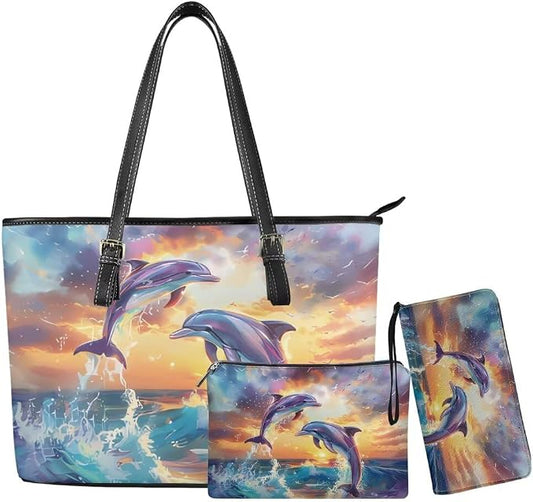Women Purse Handbags Wallet Sets Leather Shoulder Tote Bag for Women,Top Handle Purse with Wrist Wallet Bag by Unknown