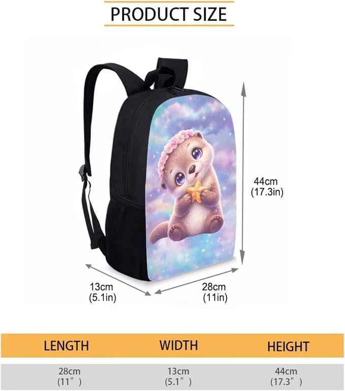 Forchrinse Girls Backpack with Lunch Box Cartoon Otter School Bag for Girls 6-8 and Lunch Bag Set Kawaii Back to School Backpacks 2nd Grade Bookbag Lunchbox Pencil Case - Image 3