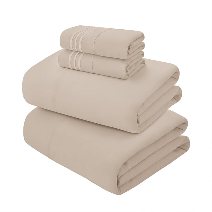 Mocassi 4-Piece Extra Deep Pocket 16-24 Inch Air Mattress Bed Sheet Set- 4PC Sheet Set with Smart Pockets Ideal for Air Beds, RVs, Camping and Guest Rooms Premium Hotel Quality, Full, Cream - Image 5