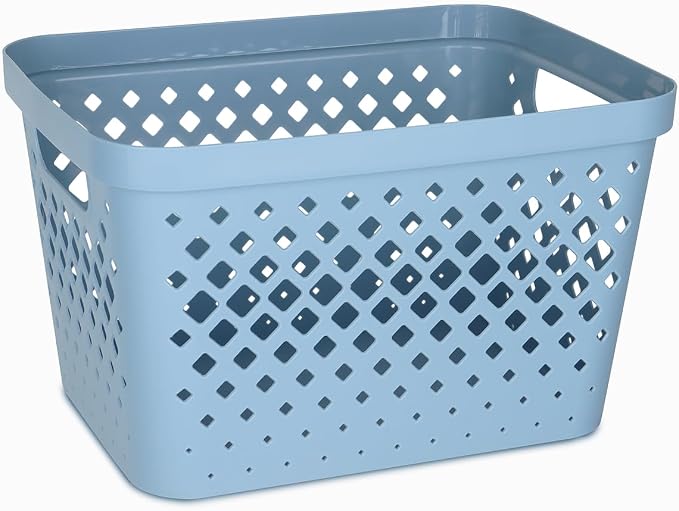 Glad Plastic Storage Basket Set, Value Pack of 6 | Open Storage Bins for Shelves, Bathroom, Pantry, Closet | Nesting Organizer Boxes with Handles, 4 Gallon, Marina Blue - Image 2