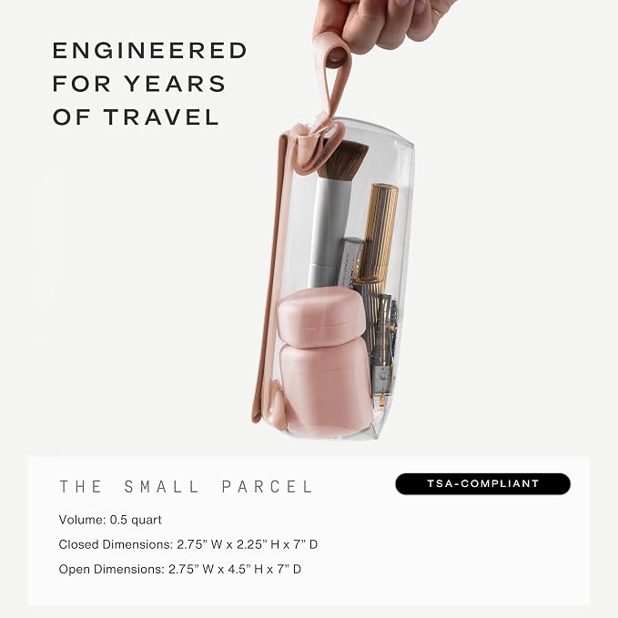 Cadence Parcel - Clear Travel Kit with Zipperless Magnetic Closure - Rose, Small - Durable, Leak-Resistant and TSA Approved Toiletry Bag - Modular Organization - Recycled TPU (.5 Qt) - Image 5
