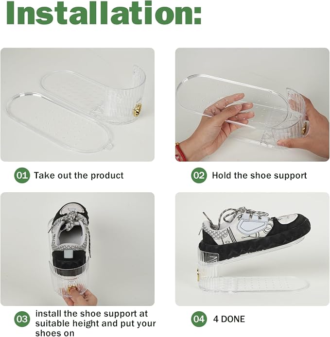 Clear 10 Pack Shoe Slot Organizer, Shoe Stacker Organizer Holders for A Pair of Shoes, Adjustable Thickening Double Layer 50% Shoe Space Saver Rack Storage for Closet (clear, 10 Pack) - Image 8