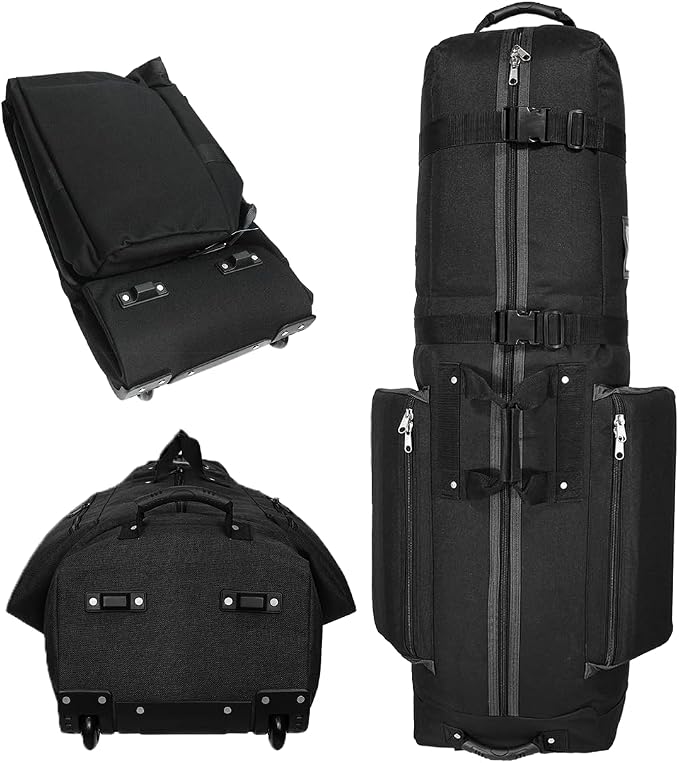 CaddyDaddy Constrictor Soft-Sided Golf Travel Bag Cover with Thick Dense Foam Padded Top 1 Year Full Travel Bag Replacement Coverage | Wheels & Lockable Zippers Case for Transporting Clubs on Airlines by CaddyDaddy