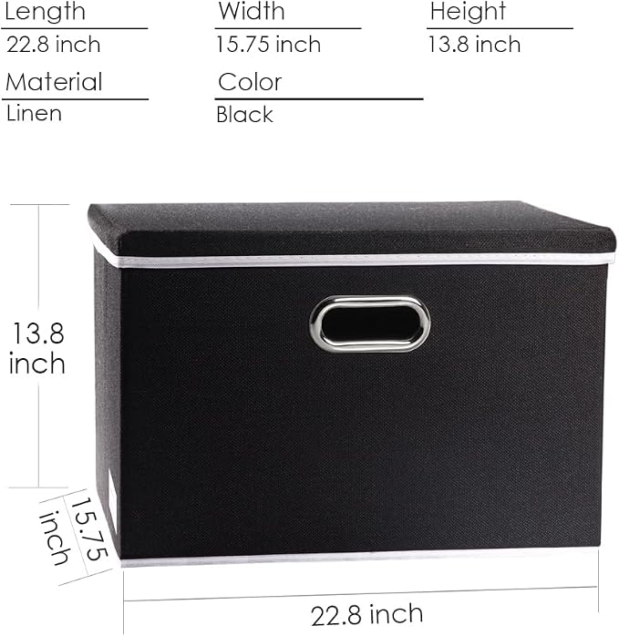 PRANDOM Extra Large Collapsible Storage Bins with Lids [5-Pack] Linen Fabric Foldable Storage Baskets Boxes Organizer Containers Cube with Cover for Bedroom Closet Office Nursery (22.8x15.75x13.8) - Image 5