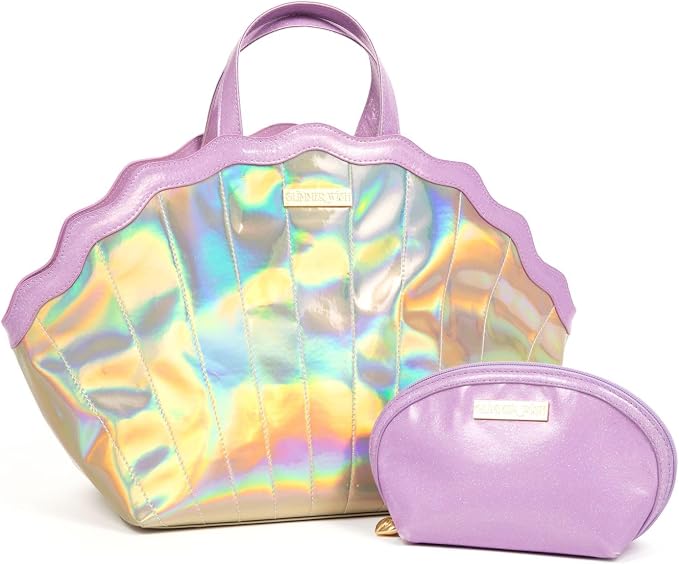 Glimmer Wish Mermaid Selfcare Keepall and Mermaid Purple Pearl Pouch, Travel Bag for Essentials and Small Cosmetic Bag, Gifts for Teens and Girls by GlimmerWish