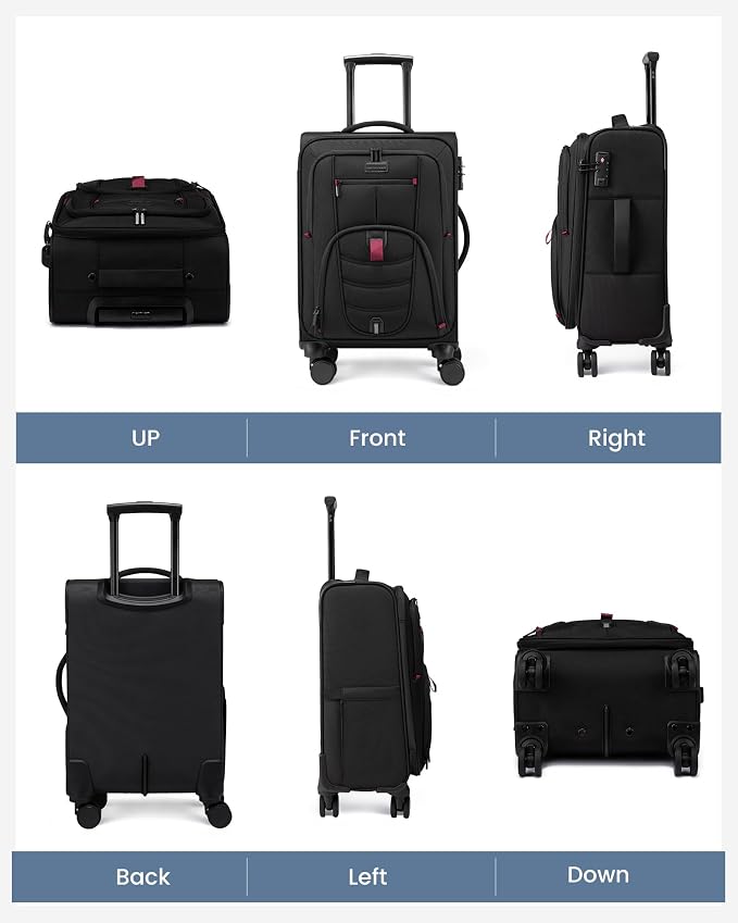 LOVEVOOK Business Softside Checked Luggage with 15.6/17.3 Inch Laptop Compartment, 24 Inch Checked Suitcase with Spinner Wheels, Large Capacity Luggage with TSA Lock for Business Trip Travel, Black - Image 9