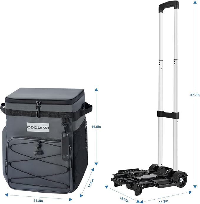 Odoland 72 Can Rolling Cooler Bag with Wheels & Handle, Collapsible Insulated Ice Chest for Beach, Camping & Tailgating - Portable Travel Soft Cooler on Wheels, Collapses for Easy Storage - Image 4