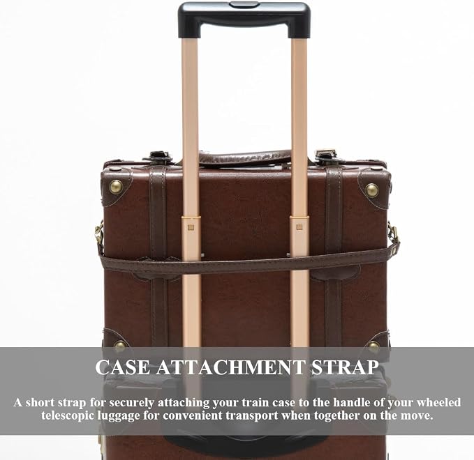 COTRUNKAGE 2 Piece Vintage Luggage Sets, Retro Carry On Suitcases for Women with Wheels, Cabin Size TSA Lock, Caramel Brown - Image 6