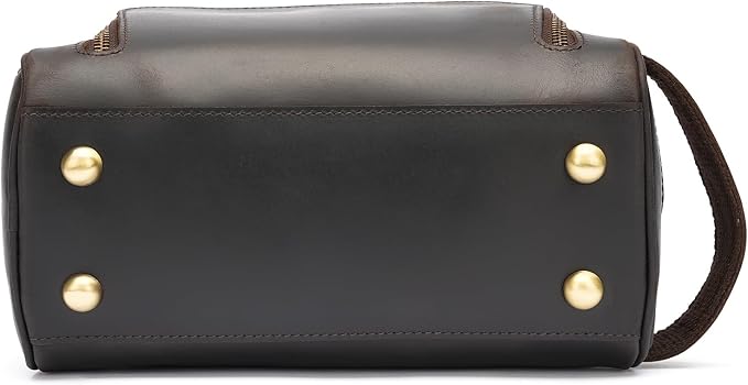 Polare Vintage Full Grain Leather Handmade Travel Toiletry Bag for Men - Dopp Kit - Shaving Kit with YKK Metal Zippers A-Dark Brown - Image 4