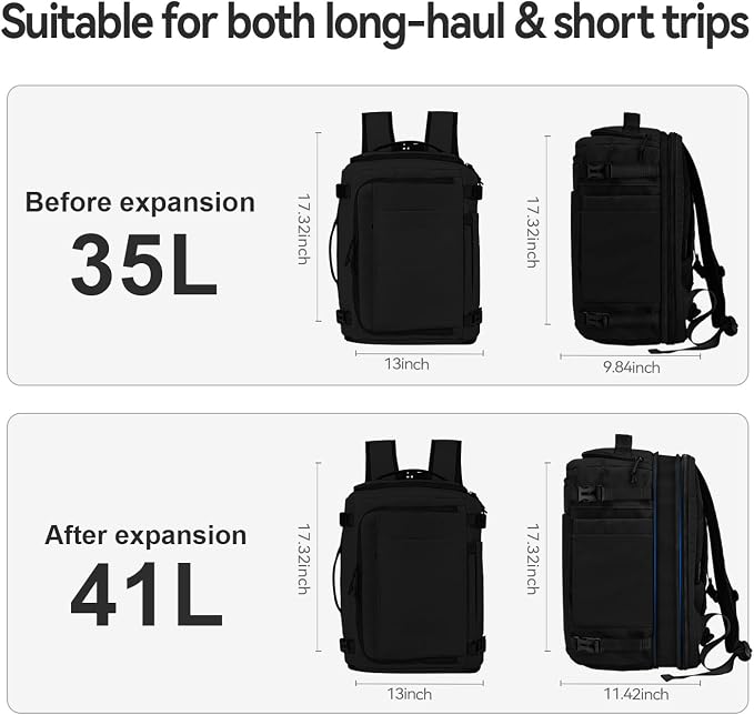 Carry On Travel Backpack Flight Approved Laptop Backpack for Women Men | Personal Item Travel Bag, Casual Weekender Daypack with Wet Pocket for Business, Hiking - Image 5