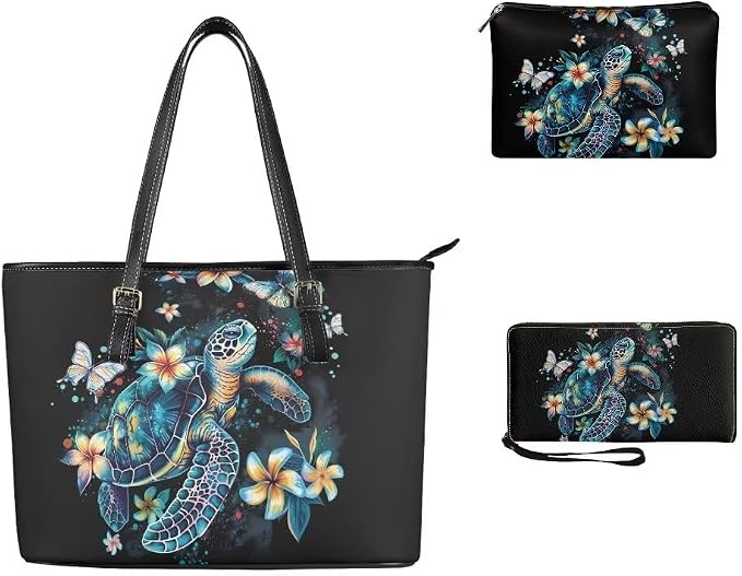 Women Purse Handbags Wallet Sets Leather Shoulder Tote Bag for Women,Top Handle Purse with Wrist Wallet Bag - Image 3