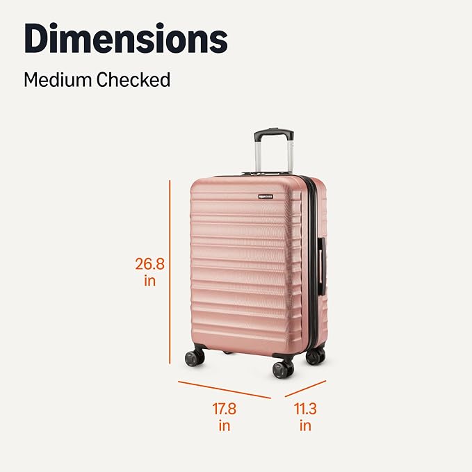 Amazon Basics 26" Hardside Medium Checked Luggage, Expandable Hardshell Suitcase with Telescoping Handle, Scratch-Resistant Surface, Four Multi-directional Wheels, Rose Gold - Image 6