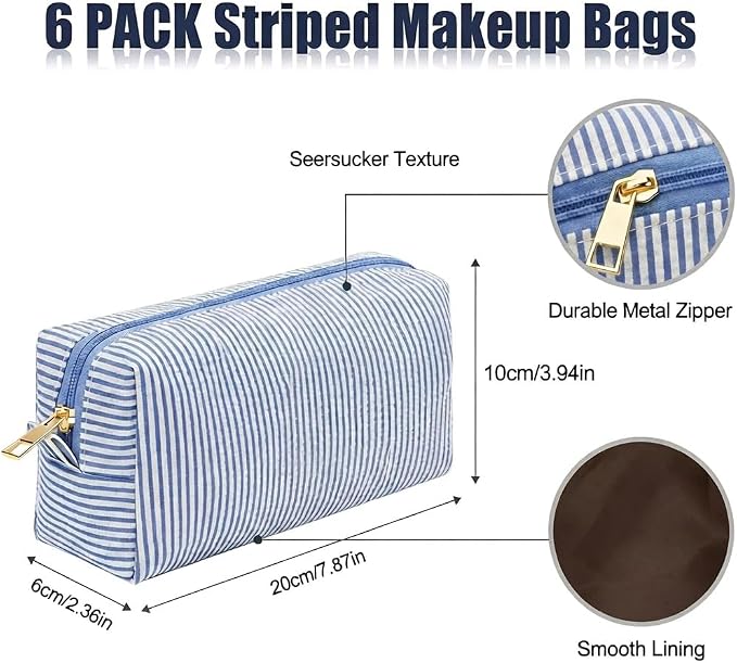 6 PACK Makeup Bags- Bulk Bridesmaid Proposal Gifts Makeup Pouch for Wedding Party Favors Bachelorette Party Decorations Toiletry Organizer Bag Cosmetic Case Gift (6, Blue) - Image 2