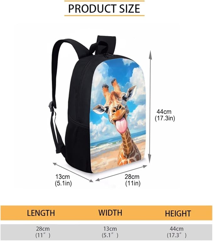 Funny Giraffe Backpack for School Girls 2nd Grade with Lunch Box Preppy Elementary Schoolbag and Lunchbox Set 4 in 1 Bookbag Lunch Bag Pencil Case Watter Bottle Carrier Back Pack Kids 6-8 - Image 4