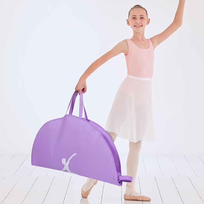 KEEGH Girls Tutu Garment Bag 35 Inch Ballet Tutu Bag, Foldable Dance Costume Garment Bag for Hanging Clothes, Pancake Dance Bag for Dancers with Handle Strap for Travel or Storage, Purple - Image 6