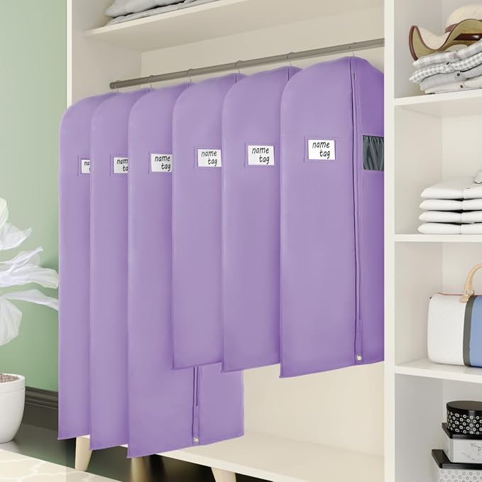 KEEGH Garment Bags for Hanging Clothes 60" (Set of 6) Dress Bags for Gowns Long Dress Bags for Closet Storage with Zipper and Eye-Hole for Folding for Suit Coats Dresses, Purple - Image 6
