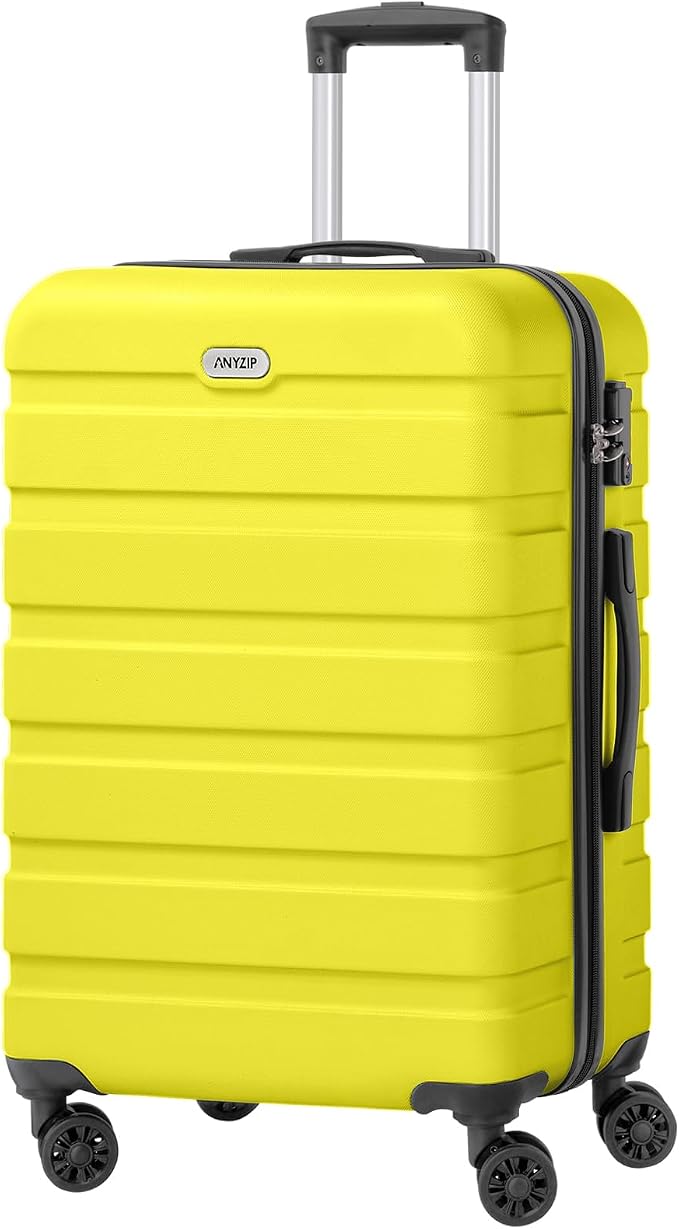 AnyZip Luggage PC ABS Hardside Lightweight Suitcase with 4 Universal Wheels TSA Lock Checked-Medium 24 Inch Yellow by YourBestTravelChoice