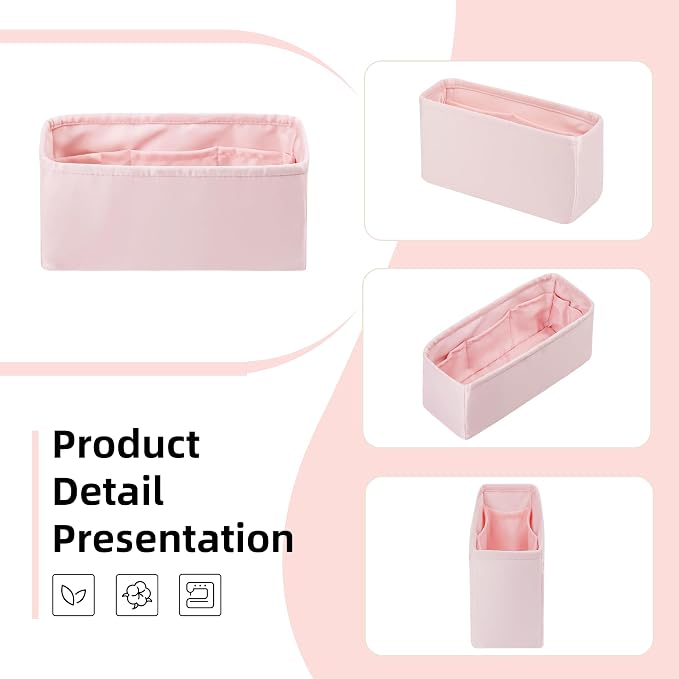 DGAZ Silk Purse Organizer Insert For Lady-Dior Micro/Mini/S/M/L bags，Silky Smooth Bag Organizer，Luxury Handbag & Tote Shaper（Pink，L） | Soft and Lightweight,Perfect Fit,Multi-pocket Storage,Bag Protector,Luxury Bag Care,Handmade,for Smooth Bag Organizer - Image 7