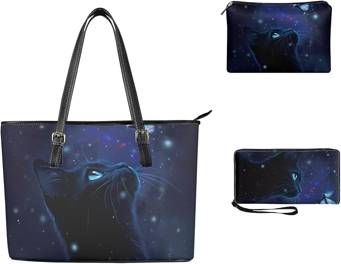 Women Purse Handbags Wallet Sets Leather Shoulder Tote Bag for Women,Top Handle Purse with Wrist Wallet Bag - Image 3