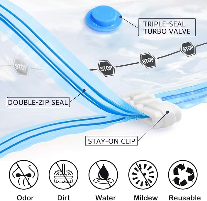 BoxLegend Vacuum Storage Bags with Hand Pump 6 Large 23.6’’x31.5’’ Thickened Vacuum Seal Bags for Clothing Coat Bedding Quilt Blanket Pillow Comforters - Image 8