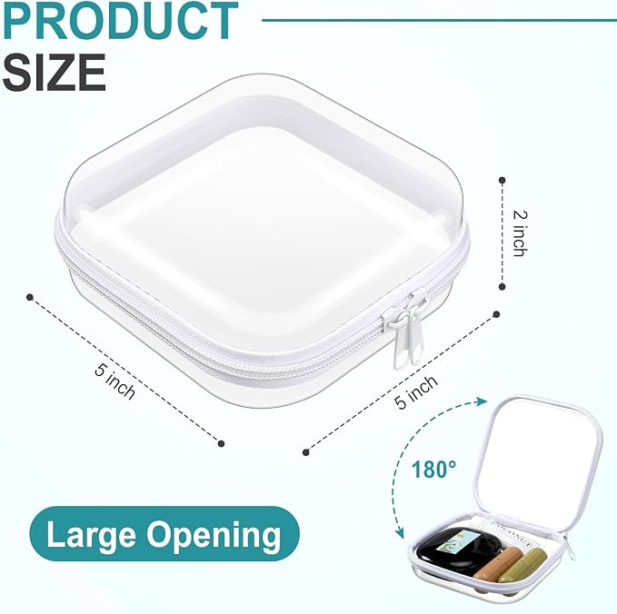 Hoolerry 4 Pcs Hard Clear Zipper Case Makeup Bags Plastic Zipper Pouch Transparent Storage Box Containers for Cosmetics, Snacks, Building Blocks, Puzzles(Clear,5 x 5 x 2 in,White) - Image 2
