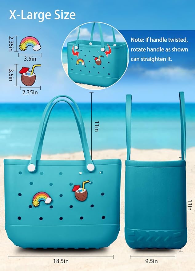 Baonat Beach Bag Rubber Tote Bag - Waterproof Travel Bag for Women Washable Tote Bag Handbag for Sports Beach Market Pool - Image 2